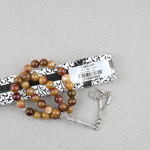 Akik Ta�� K�re Kesim Alpaka P�sk�ll� 10mm Tesbih