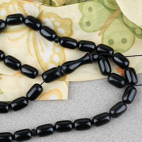 S�kma Kehribar Kaps�l Kesim 7x11mm Tesbih P�sk�ls�z Mavi Yans�mal� Siyah