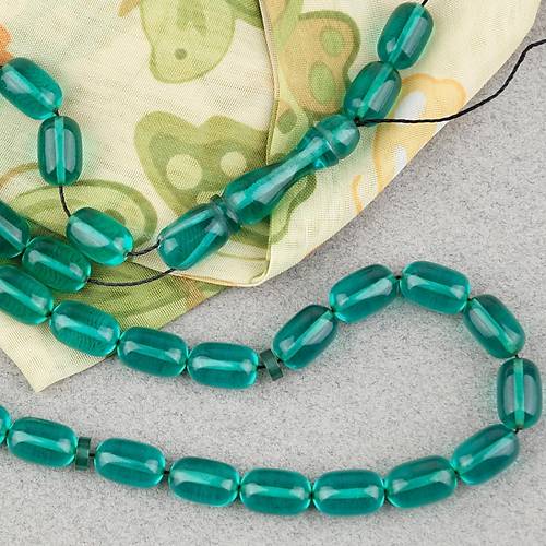 S�kma Kehribar Kaps�l Kesim 7x11mm Tesbih P�sk�ls�z Ye�il