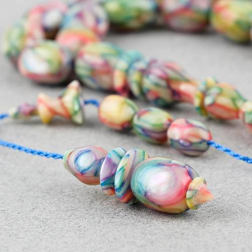 Galalit Yumurta Kesim 8.5x12mm Tesbih -Sedefli Pembe