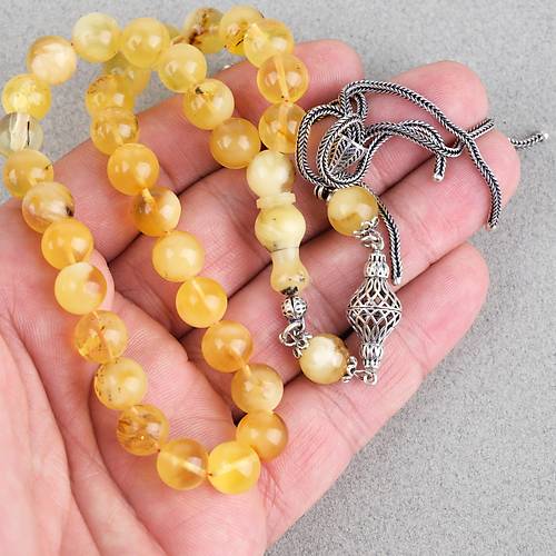 Kaya Damla Bilek Boy 925Ayar G�m�� P�sk�l K�re Kesim 9mm Tesbih