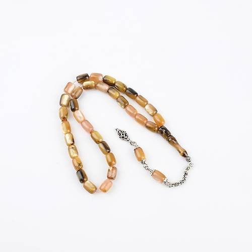 Skma Kehribar Sedefli Alpaka Pskl Kapsl Kesim 8x11.5mm Tesbih