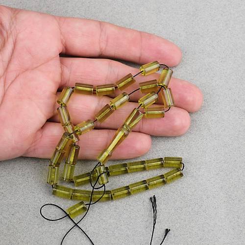 Ate� Kehribar Kesme Kesim 6x10mm Tesbih P�sk�ls�z