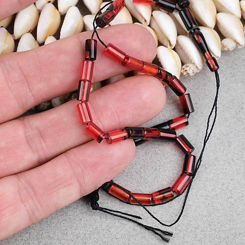 Ate� Kehribar Kesme Kesim 4x7mm Tesbih- Siyah-K�rm�z�