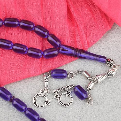 S�kma Kehribar Kaps�l Kesim Alpaka P�sk�ll� 7x11mm Tesbih