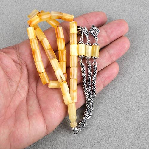 Rus Kaya Damla Kehribar Kesme Kesim 6.5x10mm Tesbih