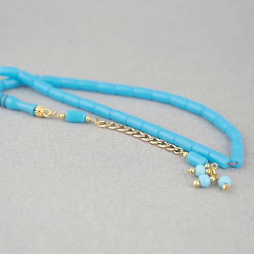 U�ak Cam� Kesme Kesim 7x10mm Tesbih P�sk�ll� A��k Mavi
