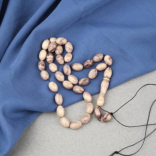 S�kma Kehribar Beyzi Kesim 7x11mm Tesbih- Kahverengi