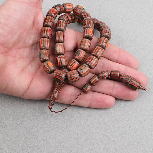 Kafur A�ac� Kaps�l Kesim 11x12mm Tesbih -A��k Ye�il Turuncu