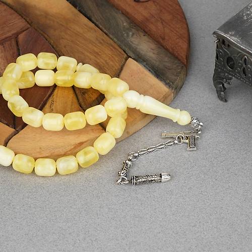 Damla Kehribar Alpaka P�sk�ll� Kaps�l Kesim 10x12mm Tesbih