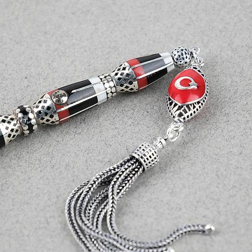 Erzurum Oltu 8 Yarma Katalin leme 925Ayar Gm Pskl, lemeli Nakka mame Kapsl Kesim 8x12mm Tesbih
