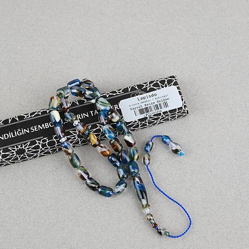 Arizona Katalin Sistemli Kaps�l Kesim 8x12mm Tesbih - Mavi Siyah