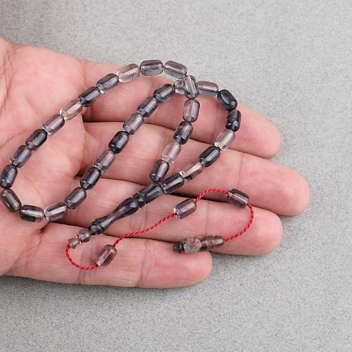 S�kma Kehribar Kaps�l Kesim Sistemli Bilek Boy 5x8mm Tesbih Gri