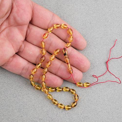 S�kma Kehribar Beyzi Kesim Bilek Boy 5x8mm Tesbih P�sk�ls�z Sar� K�rm�z�