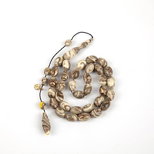 Katalin Beyzi Kesim 7x11mm Tesbih - Bej/Kahve eko