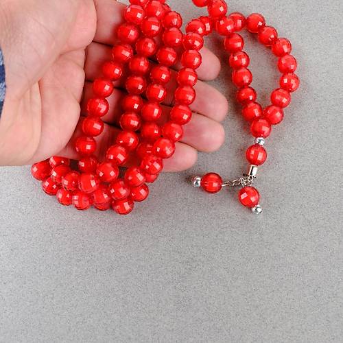 Monomer 99luk K�re Kesim 9mm Namaz Tesbihi K�rm�z�