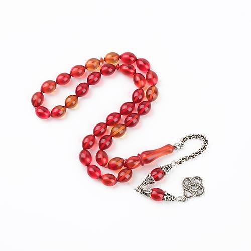 S�kma Kehribar Alpaka P�sk�l Beyzi Kesim 8.5x11.5mm Tesbih