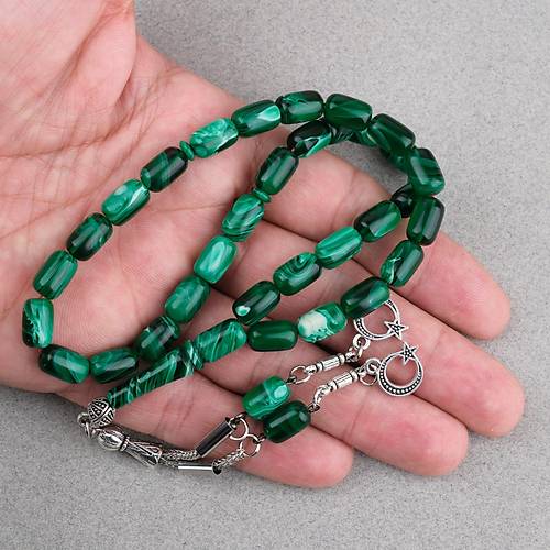 S�kma Kehribar Kaps�l Kesim Alpaka P�sk�ll� 7x11mm Tesbih