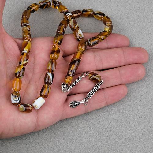 Arizona Katalin Alpaka P�sk�l Kaps�l Kesim 8x12mm Tesbih- Kahverengi Sar�