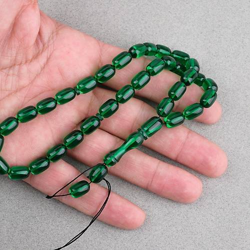 Ate� Kehribar Kaps�l Kesim 7x11mm Tesbih P�sk�ls�z Ye�il