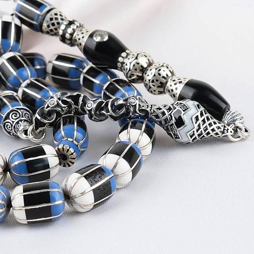 Erzurum Oltu Katalin leme 925Ayar Gm Pskl, lemeli Nakka mame F Kesim 8.5x11mm Tesbih