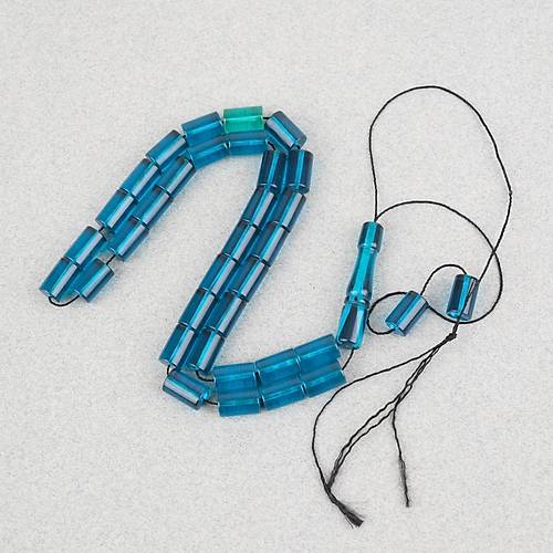 Ate� Kehribar Kesme Kesim 7x11mm Tesbih -�effaf Mavi