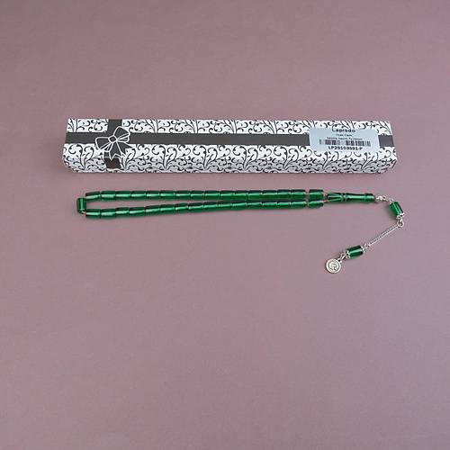 U�ak Cam� Kesme Kesim 7x10mm Tesbih Alpaka P�sk�ll� �effaf Ye�il