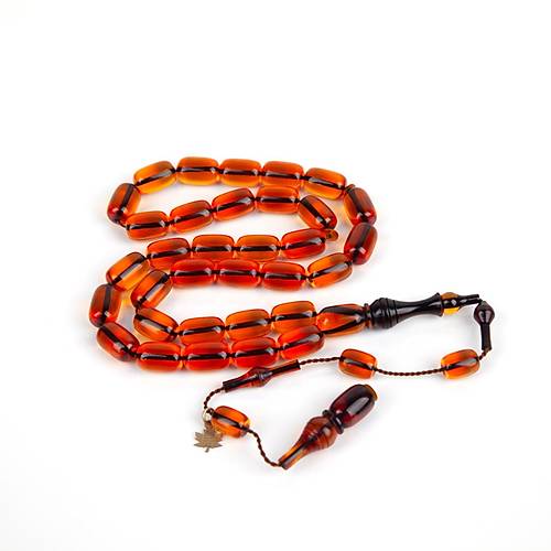 Ate Kehribar Frnl mame Kapsl Kesim 8x13mm Tesbih -Amber Rengi