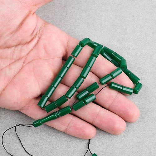 S�kma Kehribar Kesme Kesim 6x10mm Tesbih P�sk�ls�z Ye�il