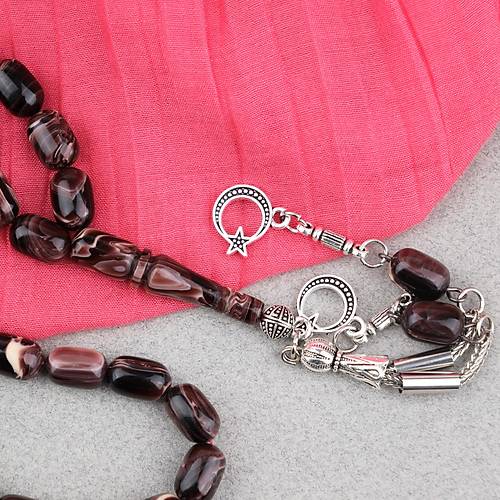 S�kma Kehribar Kaps�l Kesim Alpaka P�sk�ll� 7x11mm Tesbih