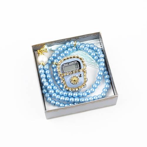 Tal Zikirmatik Elektronik Tesbih ve 99luk Namaz Tesbih Seti -Gk Mavi