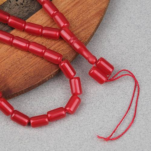 S�kma Kehribar Kaps�l Kesim 7x12mm Tesbih - Mat K�rm�z� P�sk�ls�z