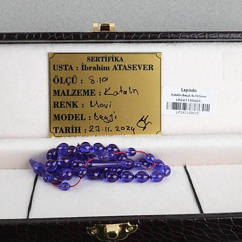 Katalin Beyzi Kesim 8x10.5mm Tesbih -Parlament Mavi