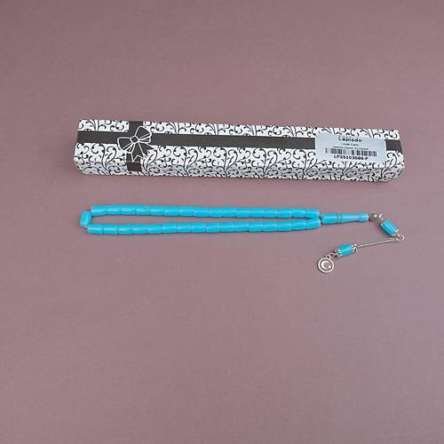 U�ak Cam� Kesme Kesim 7x10mm Tesbih Alpaka P�sk�ll� Turkuaz