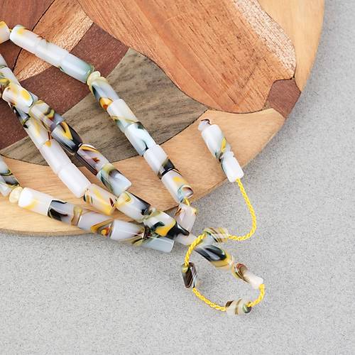 Arizona Katalin Sistemli  Kesme Kesim 7x11mm Tesbih - Sar� Beyaz