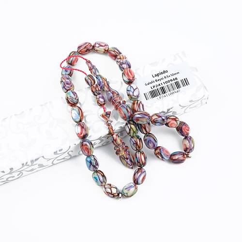 Galalit  Beyzi Kesim 8.5x12mm Tesbih - okrenk desenli