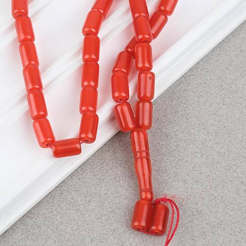 S�kma Kehribar Kaps�l Kesim 7x11mm Tesbih - K�rm�z� P�sk�ls�z