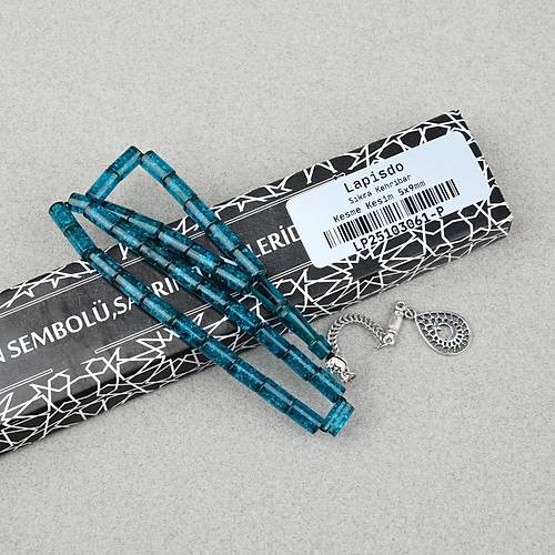 S�kma Kehribar Bilek Boy Alpaka P�sk�ll� Kesme Kesim 5x9mm Tesbih -Koyu Ye�il