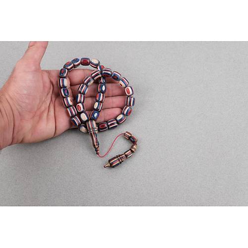 Kafur A�ac� Kaps�l Kesim 11x12mm Tesbih -Mavi Krem