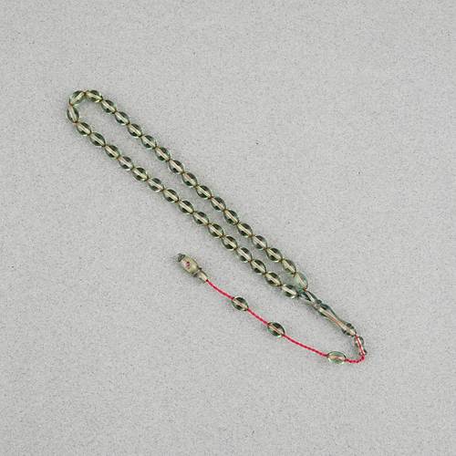 S�kma Kehribar Beyzi Kesim Sistemli Bilek Boy 5x8mm Tesbih Su Ye�ili