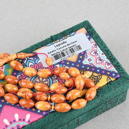 Katalin Bel�ika Dinlenmi� �ubuk Usta ��i �mzal� Yumurta Kesim 8x14mm Tesbih