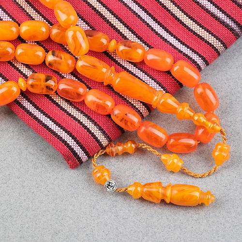 S�kma Kehribar Usta ��i �mzal� Kaps�l Kesim 8x13mm Tesbih