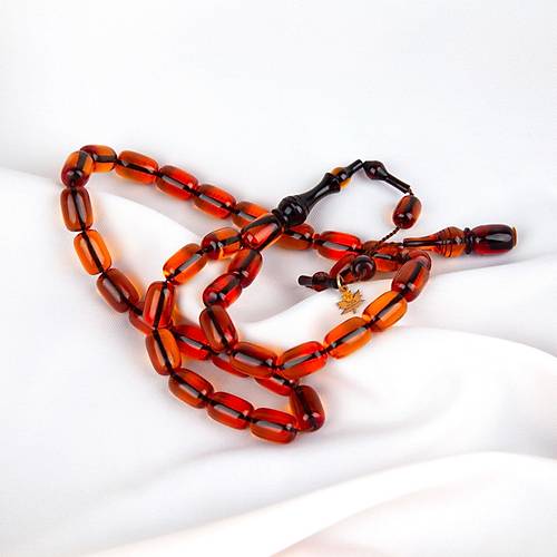 Ate Kehribar Frnl mame Kapsl Kesim 8x13mm Tesbih -Amber Rengi