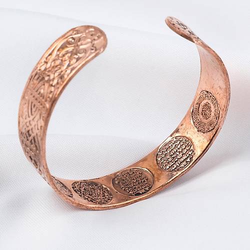 Saf Bak�r Bileklik I�i Grav�r Koruma Dual� Kad�n Erkek