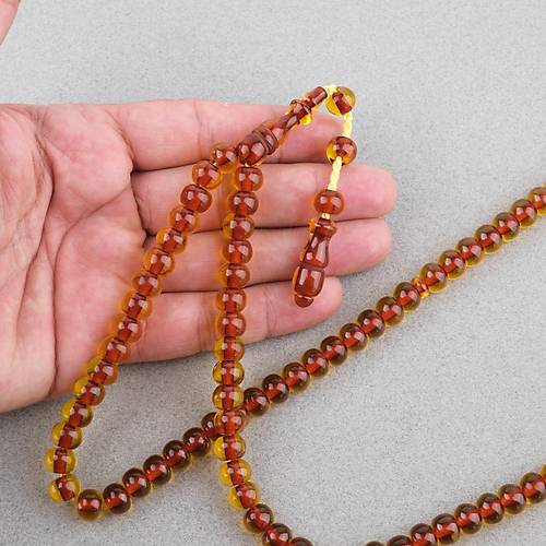 Ate� Kehribar 99luk Namaz Tesbih Tekerlek Kesim 9x7mm Tesbih