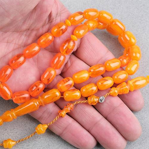 S�kma Kehribar Usta ��i �mzal� Kaps�l Kesim 8x13mm Tesbih