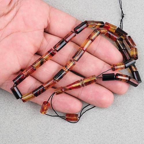 S�kma Kehribar Kesme Kesim 6x10mm Tesbih P�sk�ls�z Sar� K�rm�z�