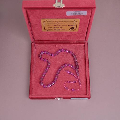 �brahim Atasever Usta ��i �mzal� Alman Katalin Kaps�l Kesim 9x11.5mm Tesbih - Mor