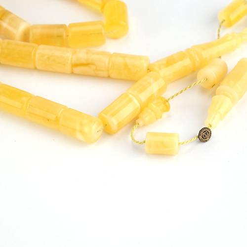 Rus Kaya Damla Fosil Amber Kesme Kesim 8.5x13mm Tesbih