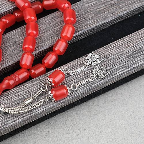 S�kma Kehribar Alpaka P�sk�ll� Kaps�l Kesim 9x12mm Tesbih - Portakal